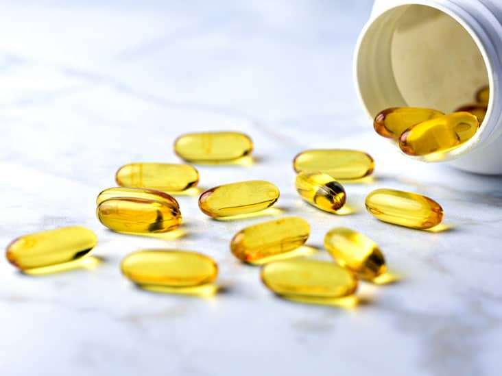 Oil capsules on counter